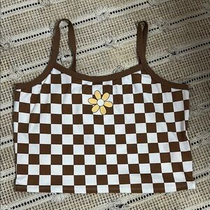 No Boundaries Brown and White Sleeveless Crop Camisole